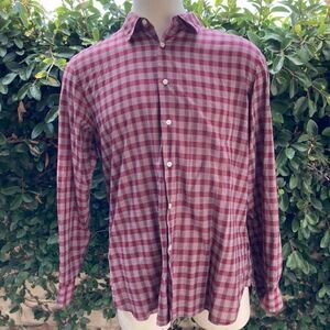 John Varavatos Red/White Plaid Button Down - XL